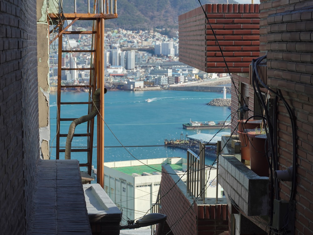 a view of a body of water from a building