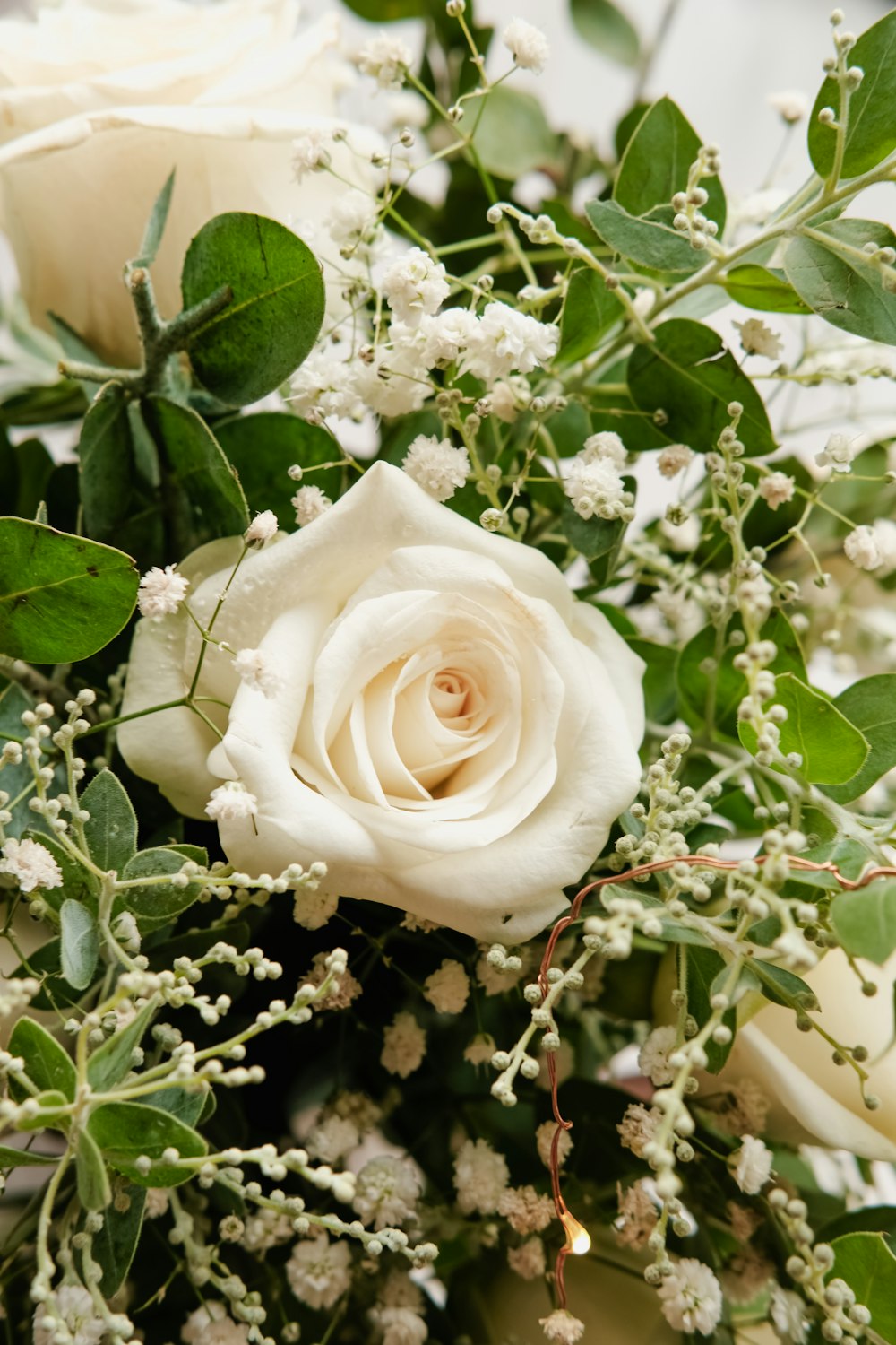 a close up of a bouquet of flowers