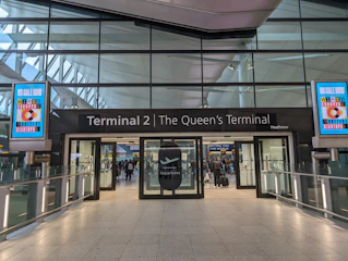 the entrance to terminal 2 of the queens terminal