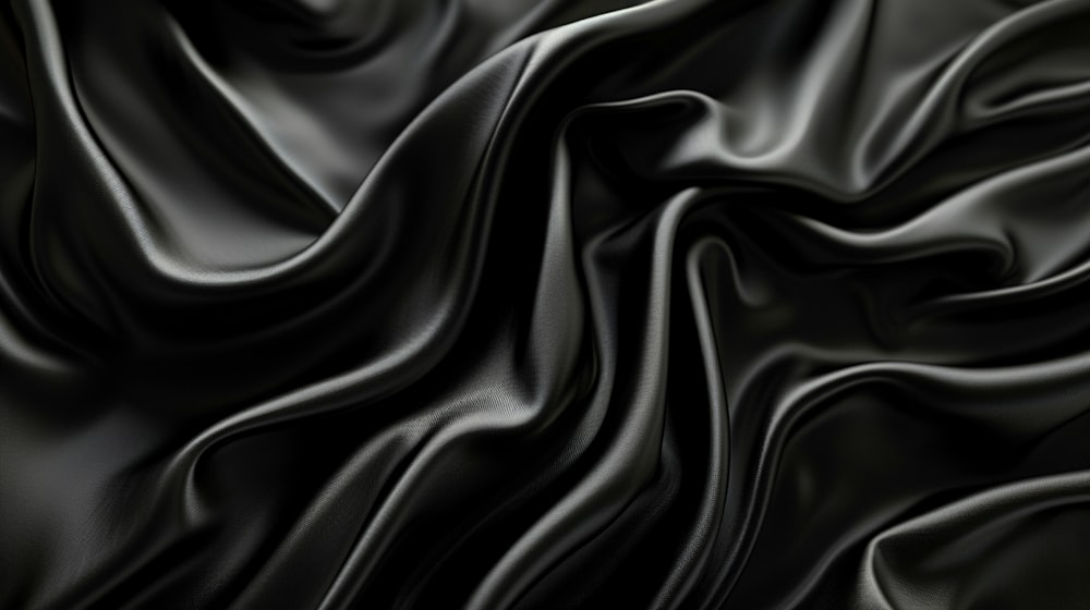 a close up of a black silk material