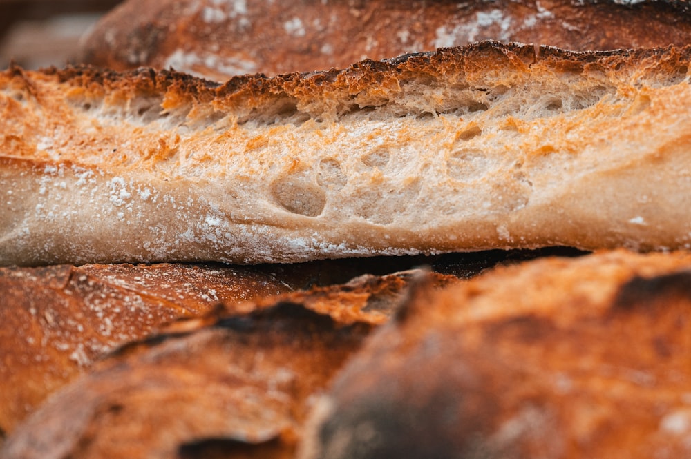 a close up of a loaf of bread