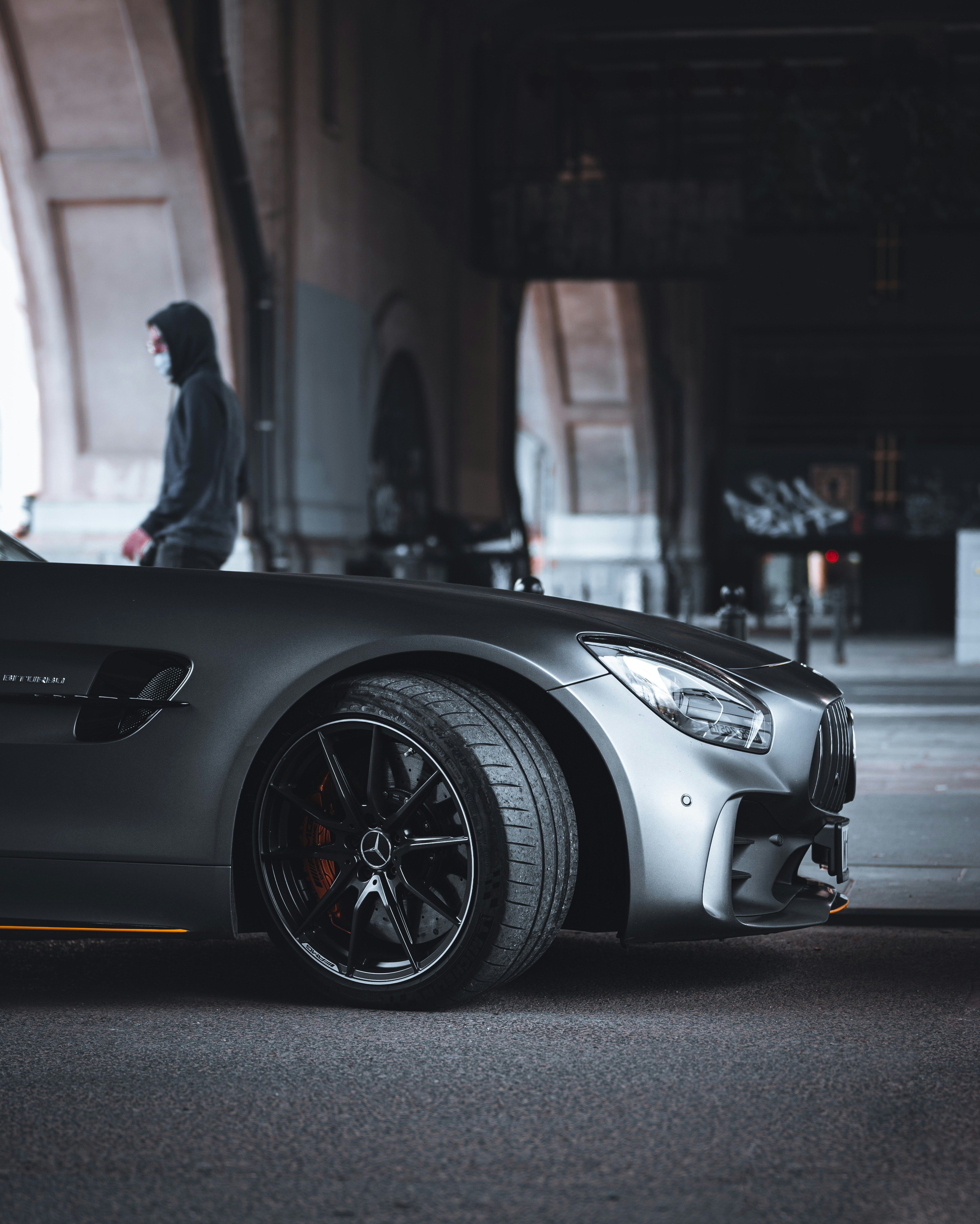 a car parked in front of a building