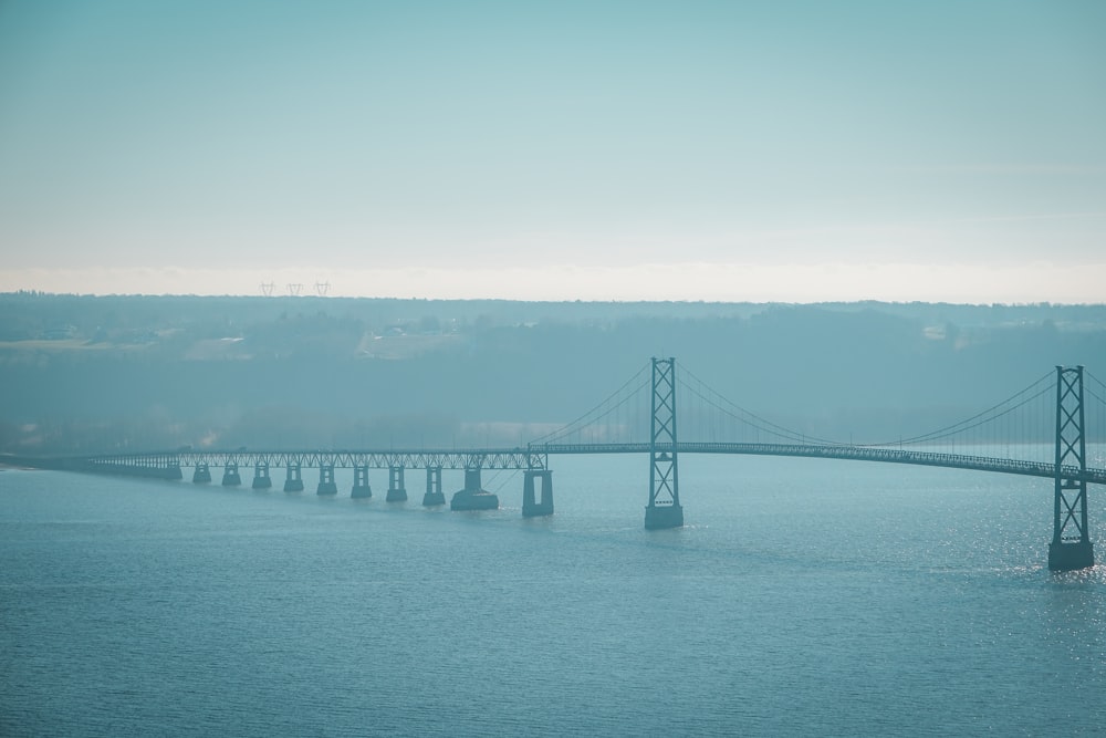 a large bridge spanning over a large body of water