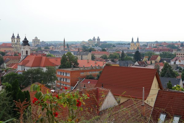 Roofs and church towers across the town — Eger, Hungary