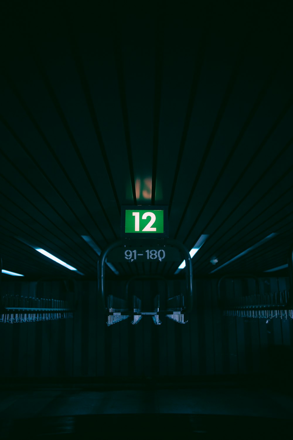 a train station with the number 12 on it