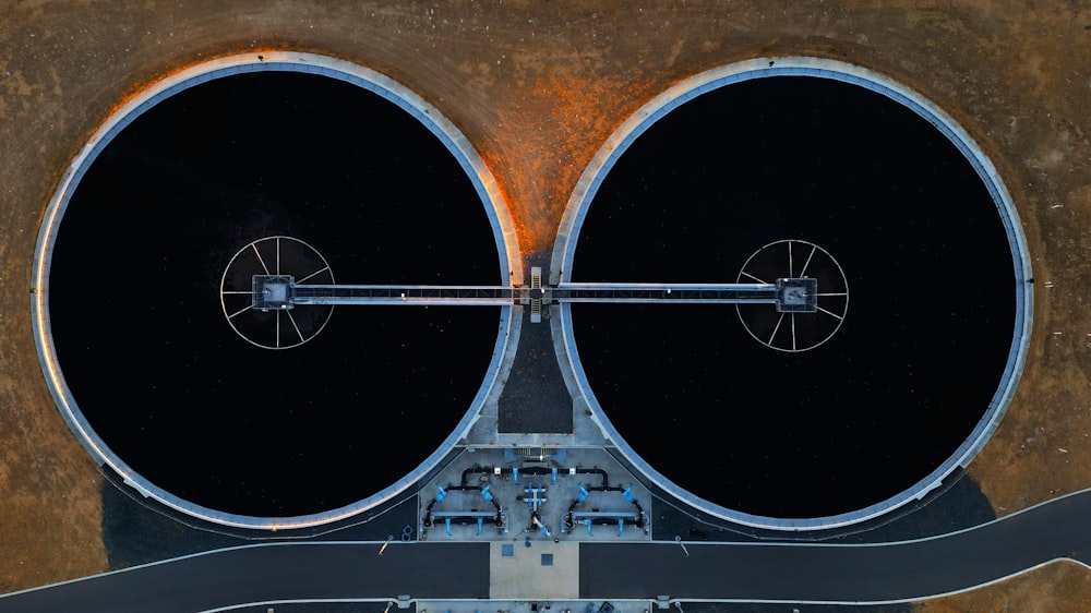 a satellite satellite dish is shown in this aerial photo