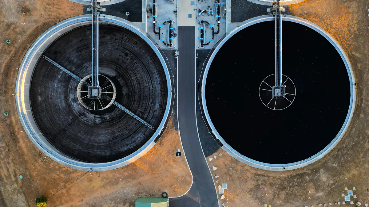 Aerial view of packaged treatment vessels