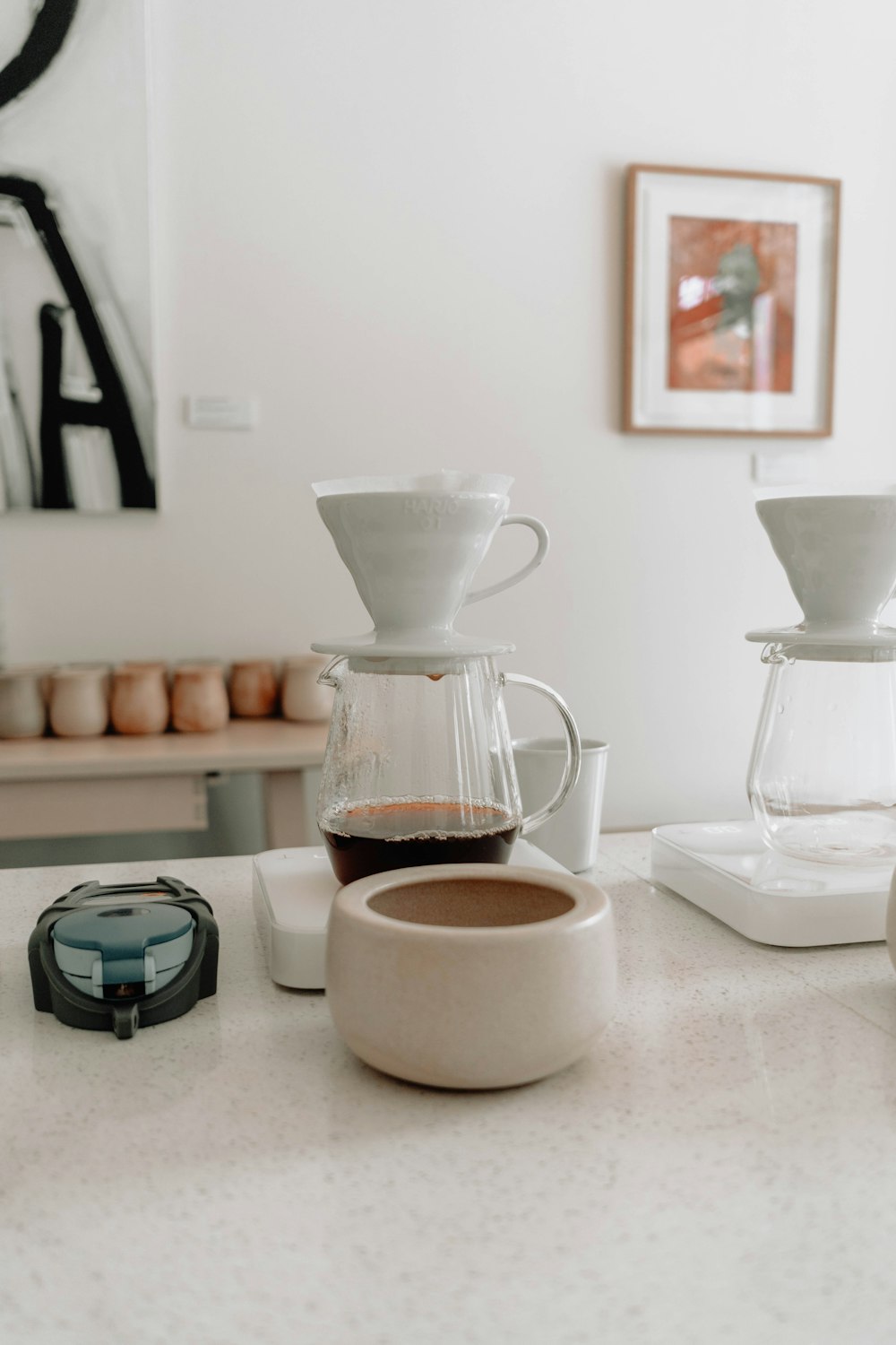 a coffee maker sitting on top of a counter