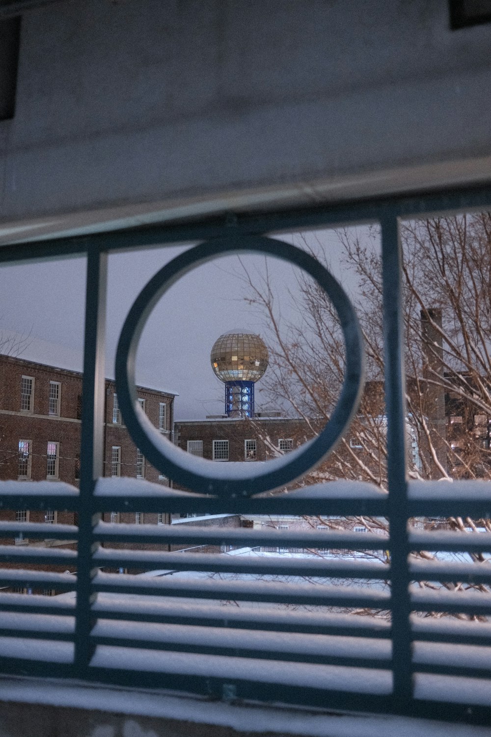 a view of a building through a window