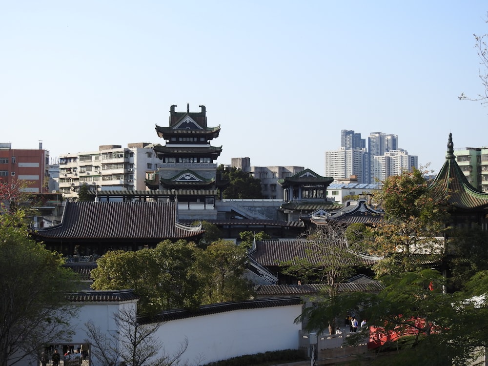 a view of a city with tall buildings