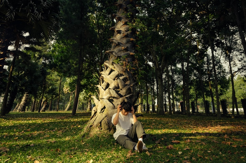 Man in park before romantic meeting
