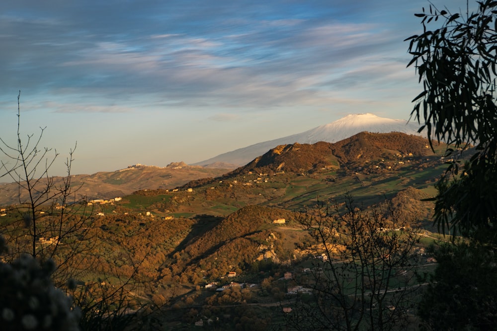 a view of a mountain range from a distance