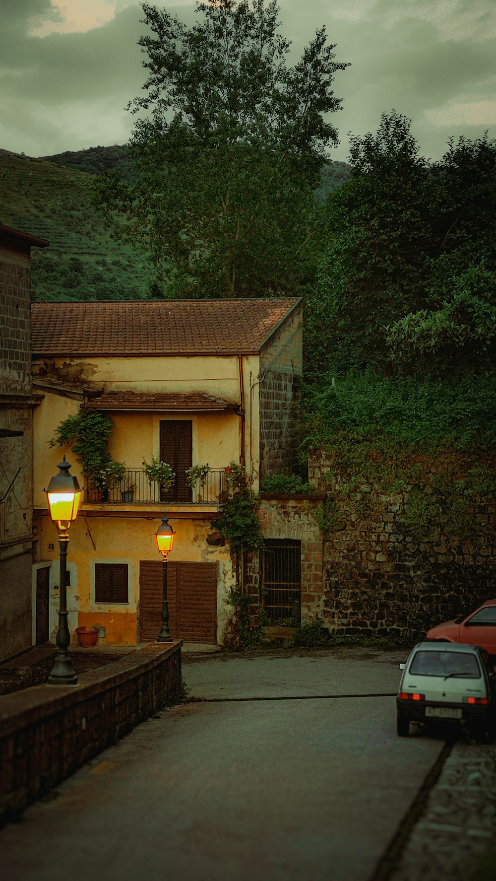 a car is parked in front of a house