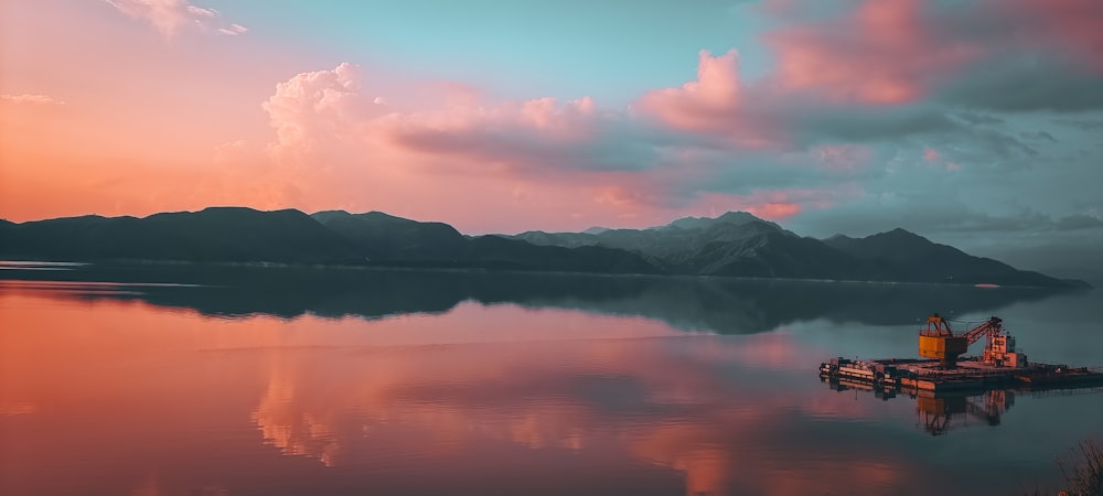 a large body of water surrounded by mountains