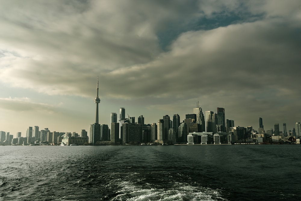 a view of a city from a boat on the water