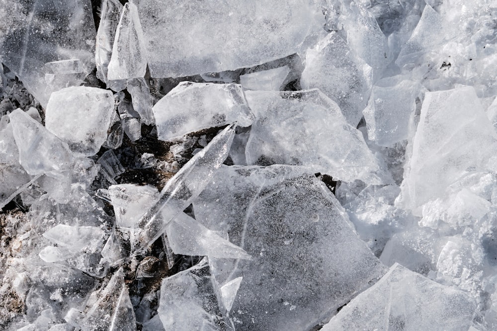 a bunch of ice that is sitting on the ground