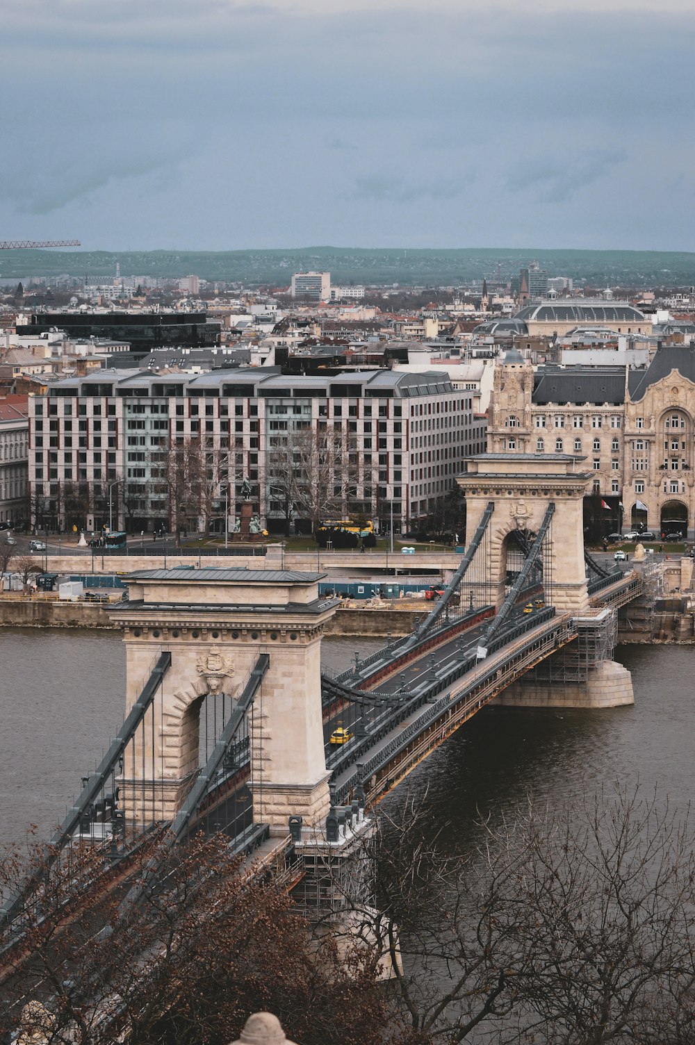 a view of a bridge over a body of water