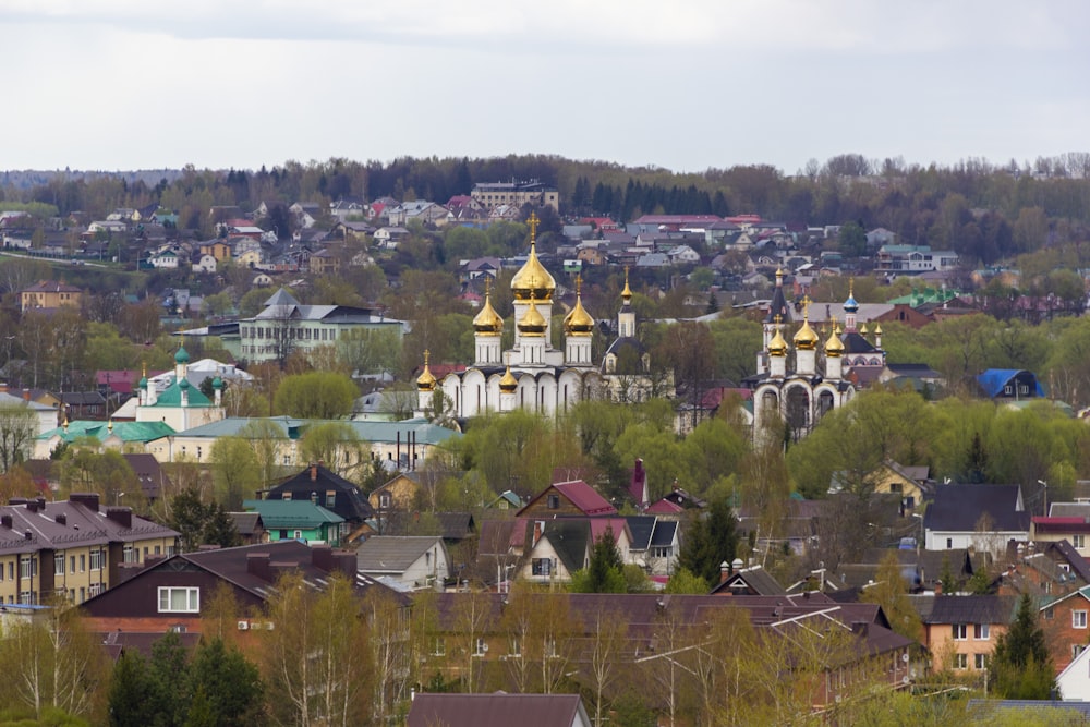 Blick auf eine kleine Stadt mit vielen Gebäuden