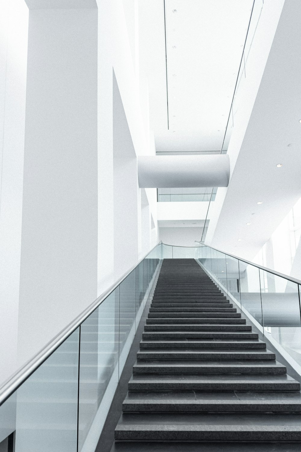 a set of stairs leading up to a second floor