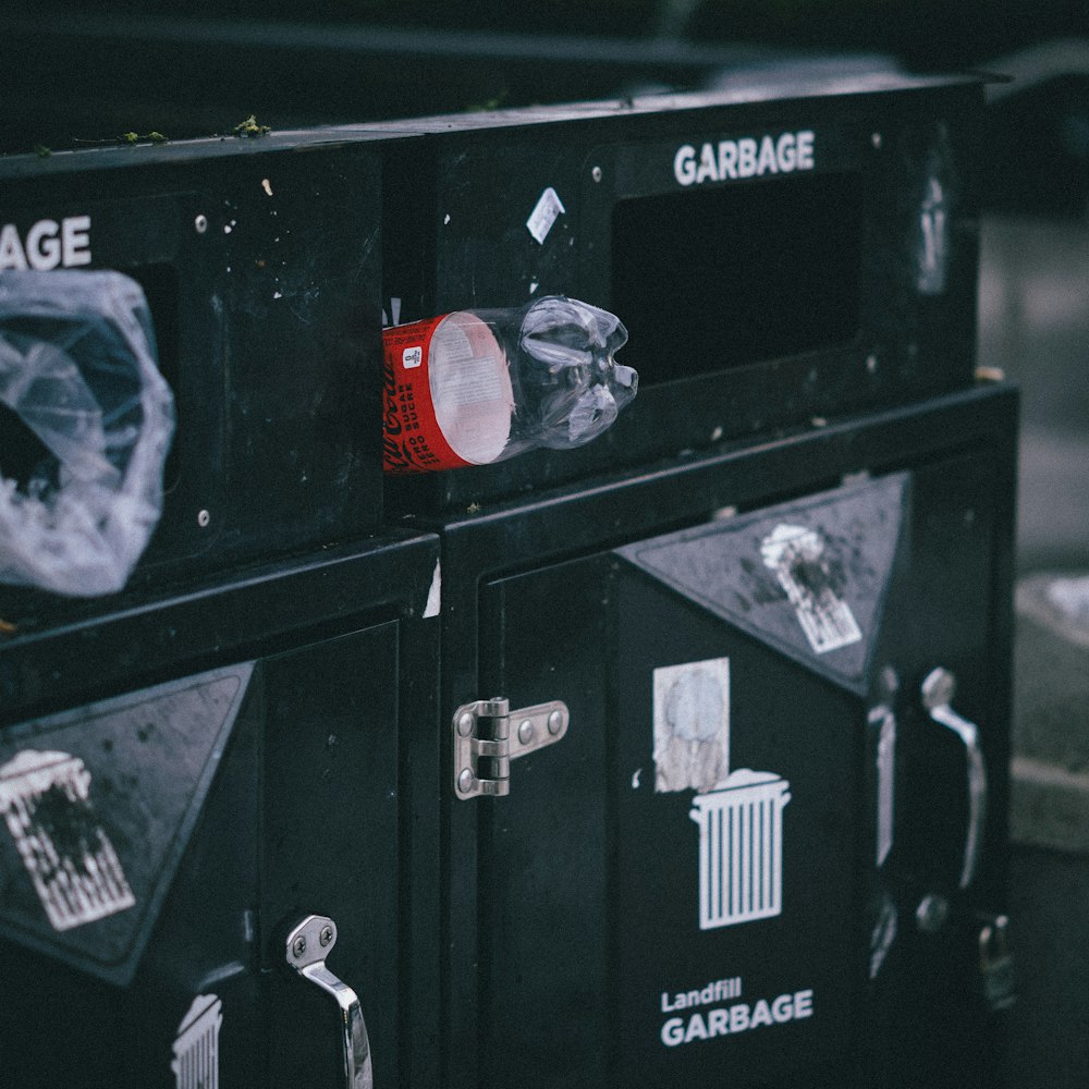 a close up of a metal box with a red tag on it