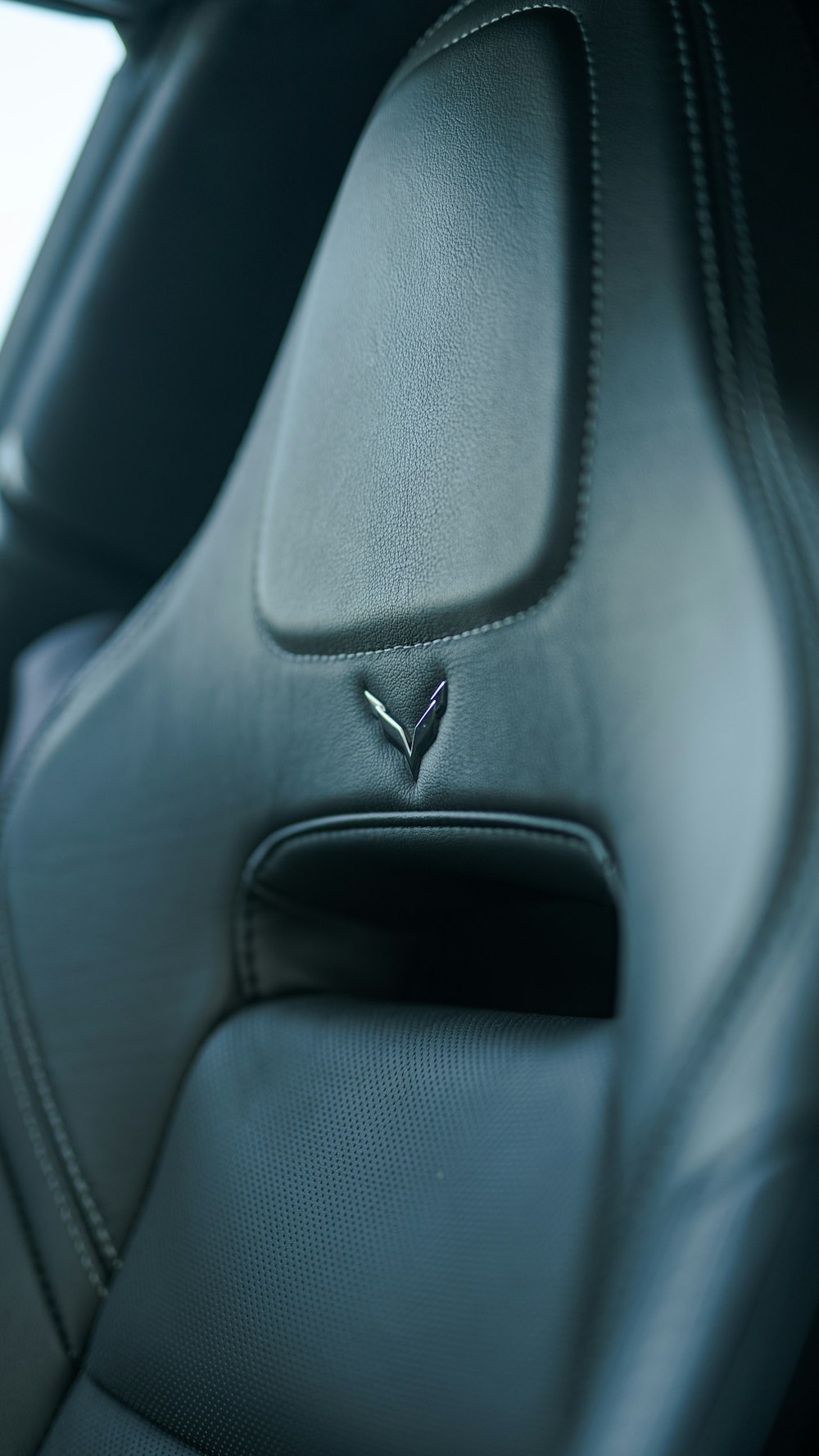 a close up of a car's leather seats