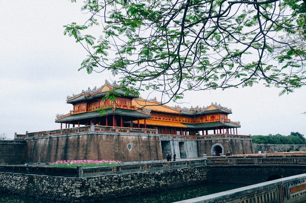 a building that is next to a body of water