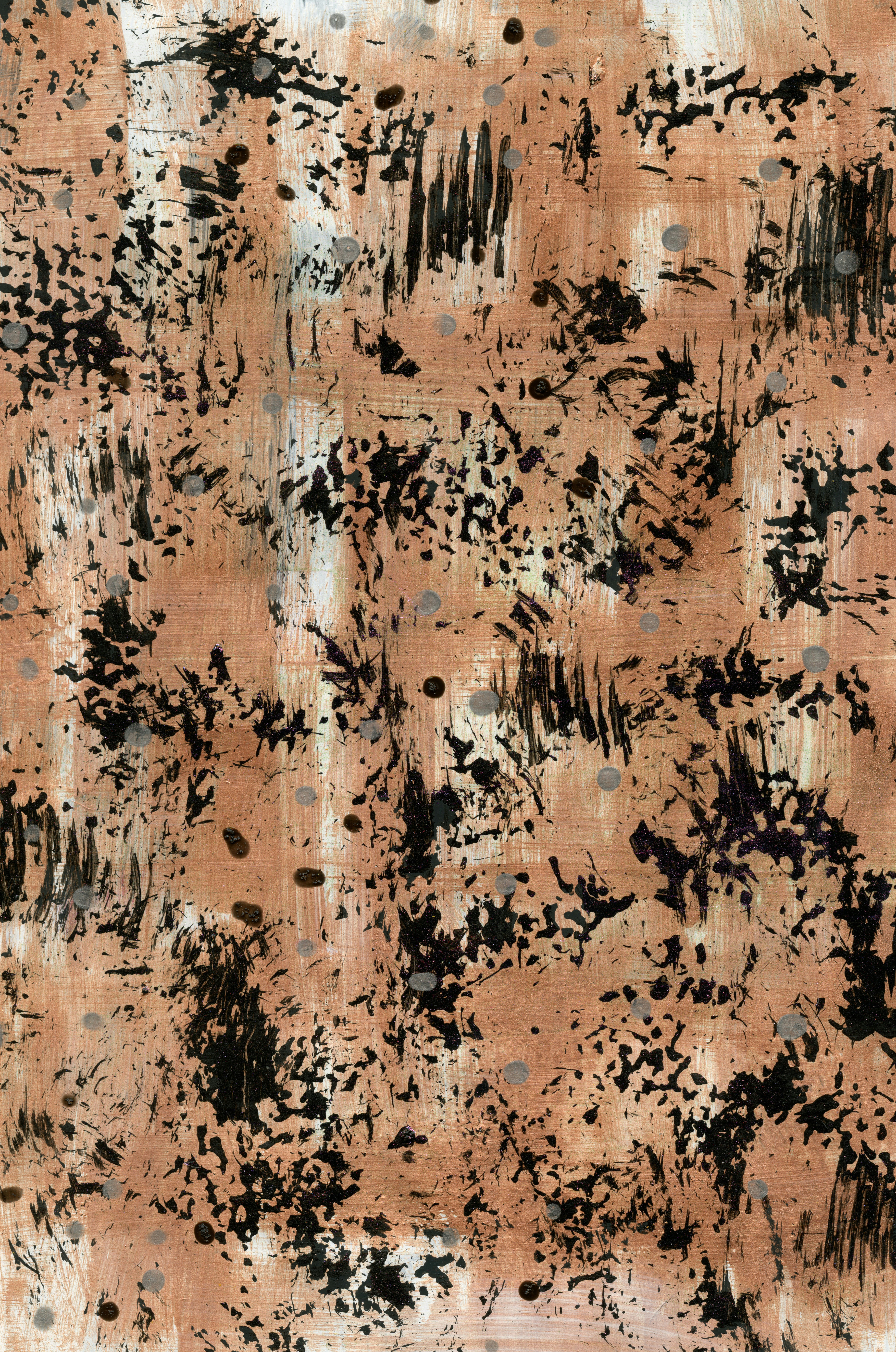 an abstract painting with black and brown colors