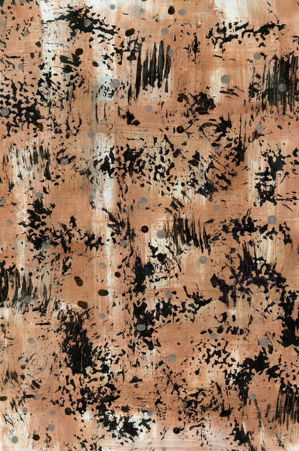 an abstract painting with black and brown colors