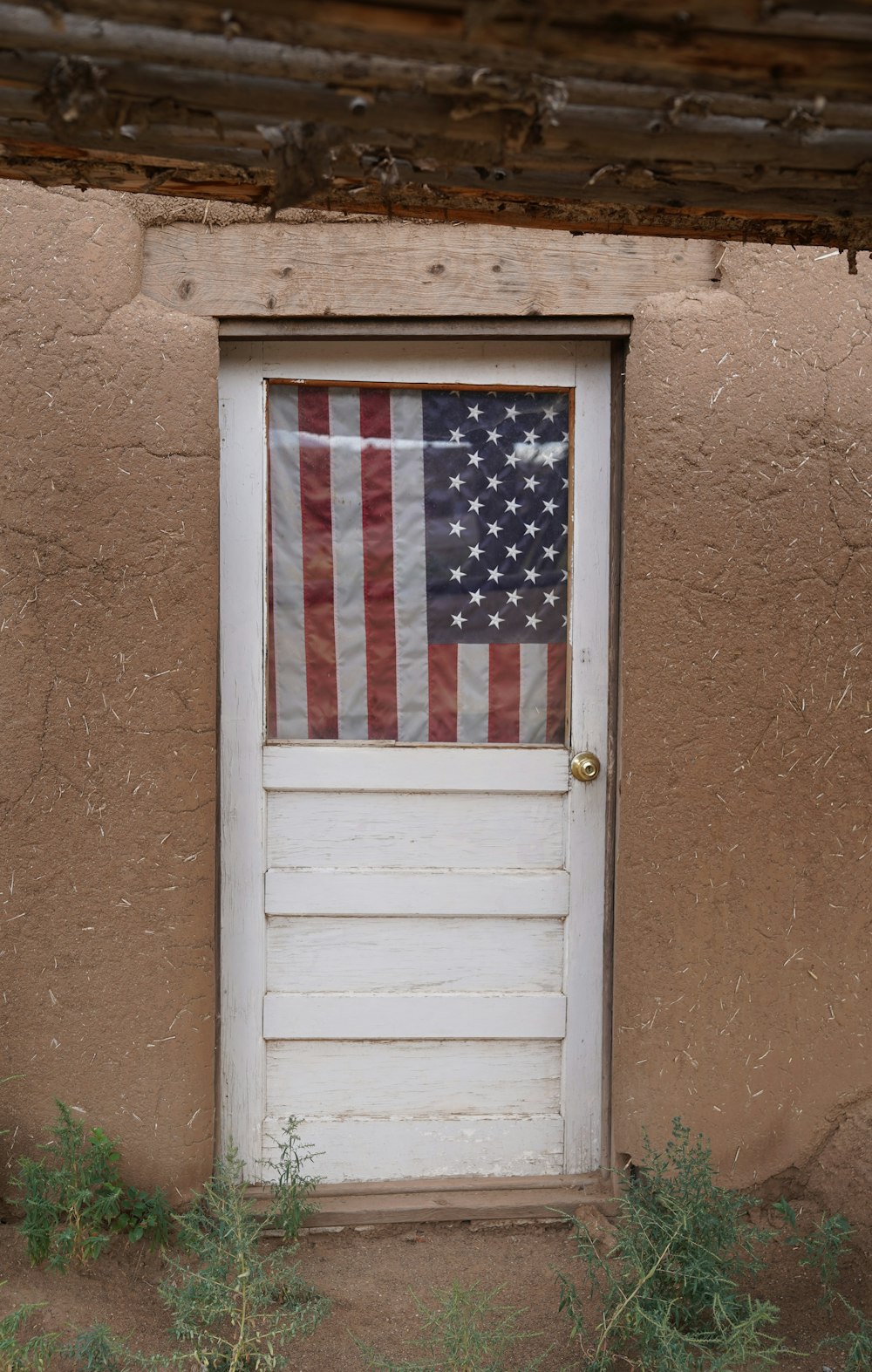 a door with an american flag painted on it