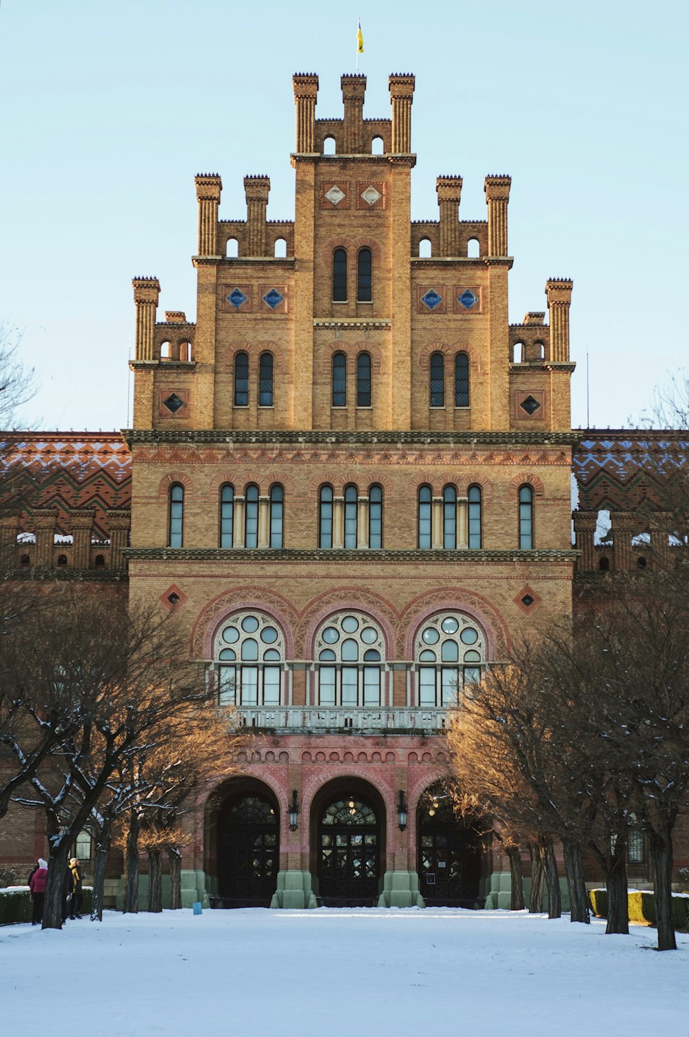 a large building with a clock tower on top of it