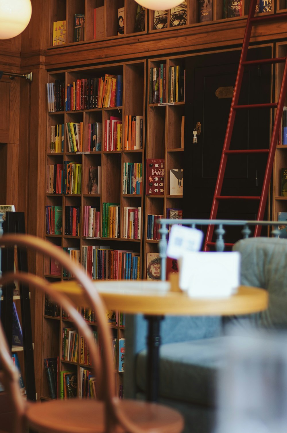 a book shelf filled with lots of books