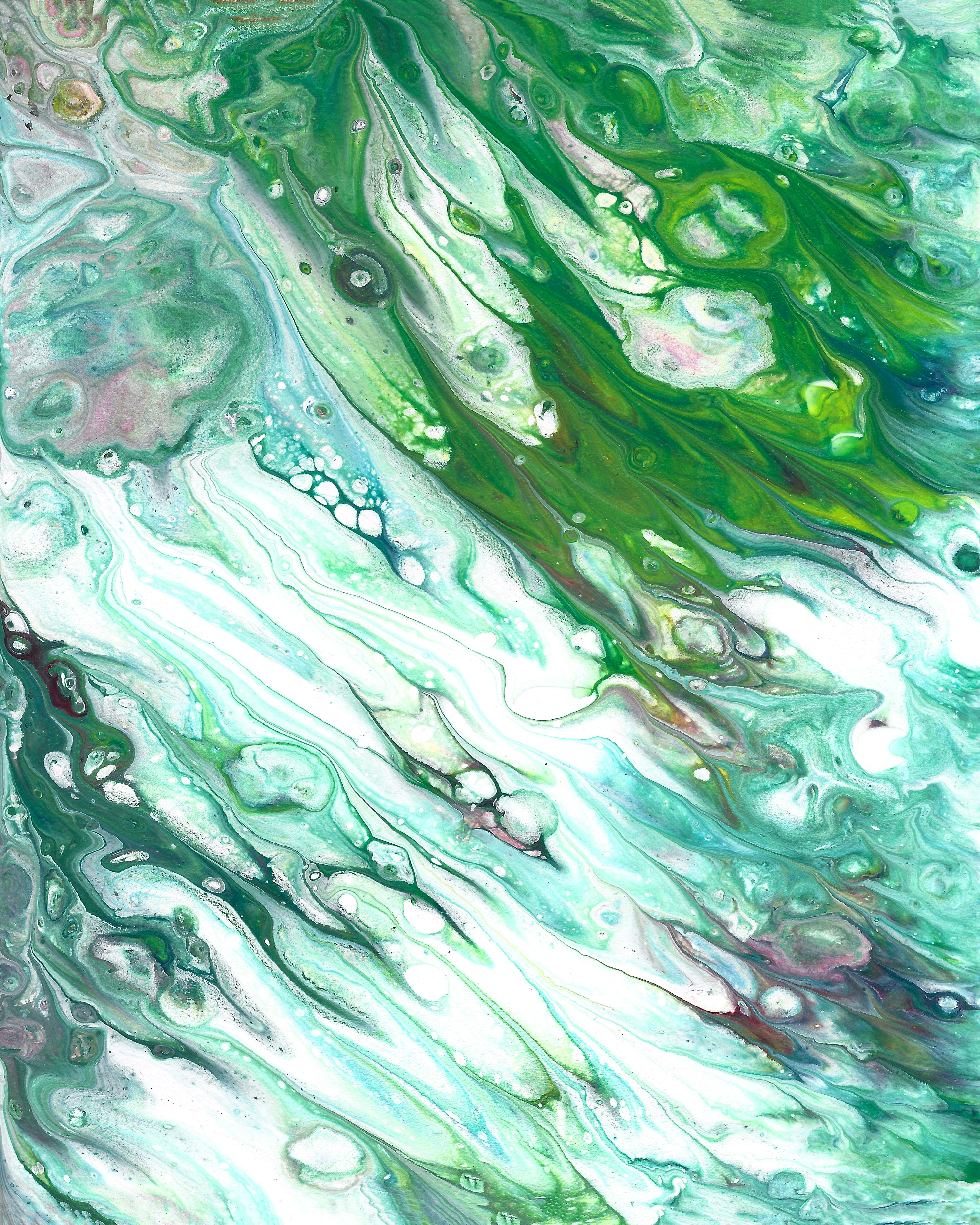 An abstract painting with green and blue colors photo – Free Green ...