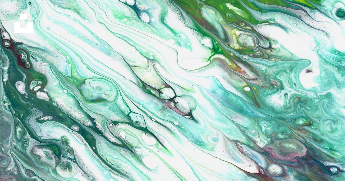 An abstract painting with green and blue colors photo – Free Green ...