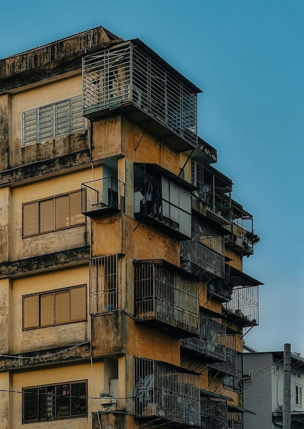 a tall building with balconies and balconies on it