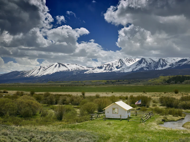 Ranch buildings in the valley at Whitevale