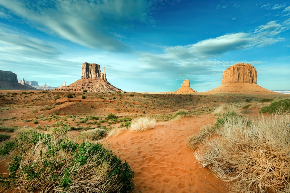 Vivid Monument Valley, a Navajo Tribal Park which straddles Arizona and Utah