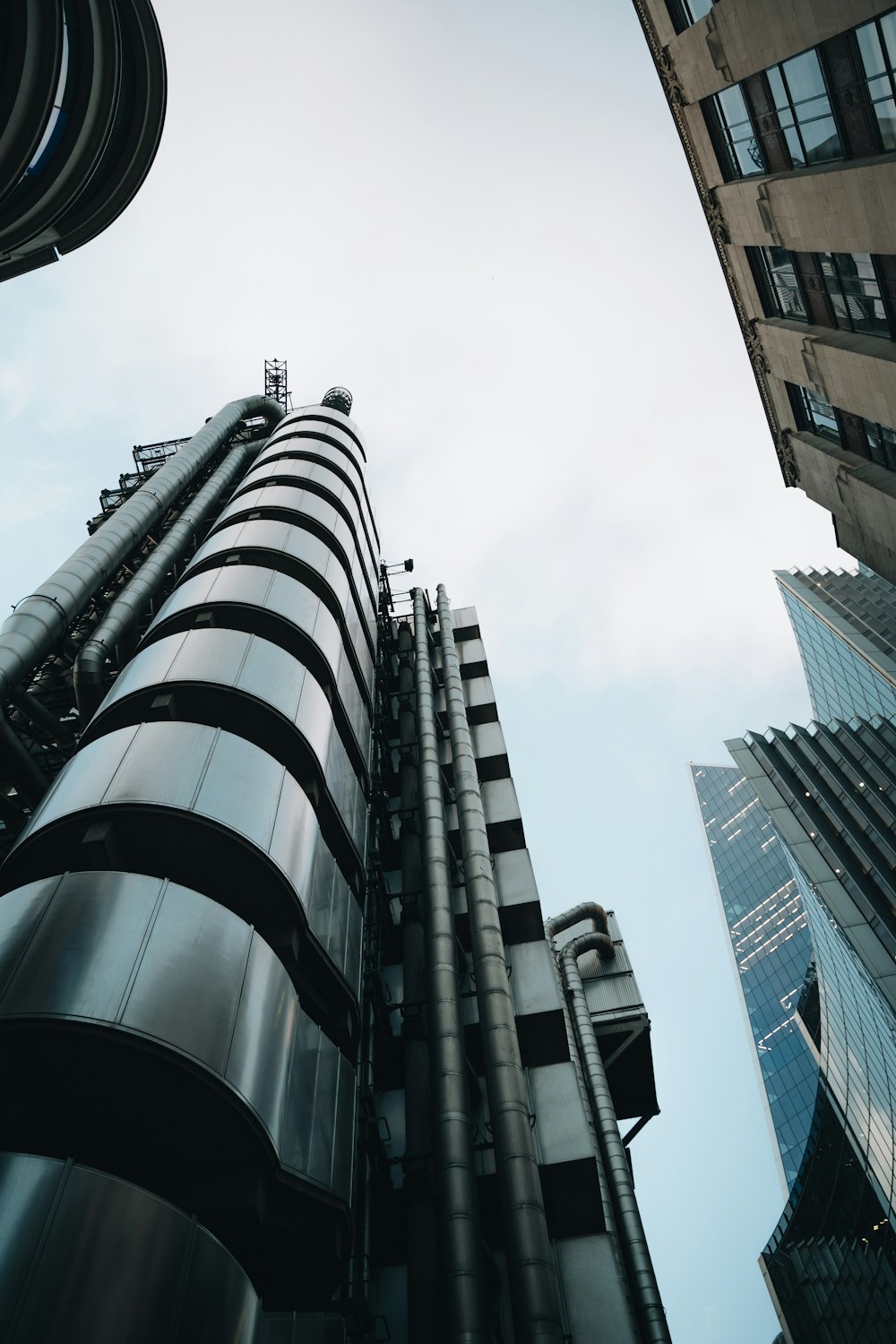 looking up at a tall building in a city