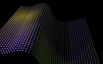 an abstract image of a black background with blue and yellow dots
