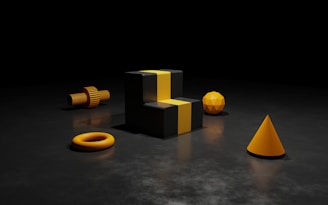 a group of different shapes and sizes on a black surface