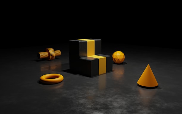 a group of different shapes and sizes on a black surface