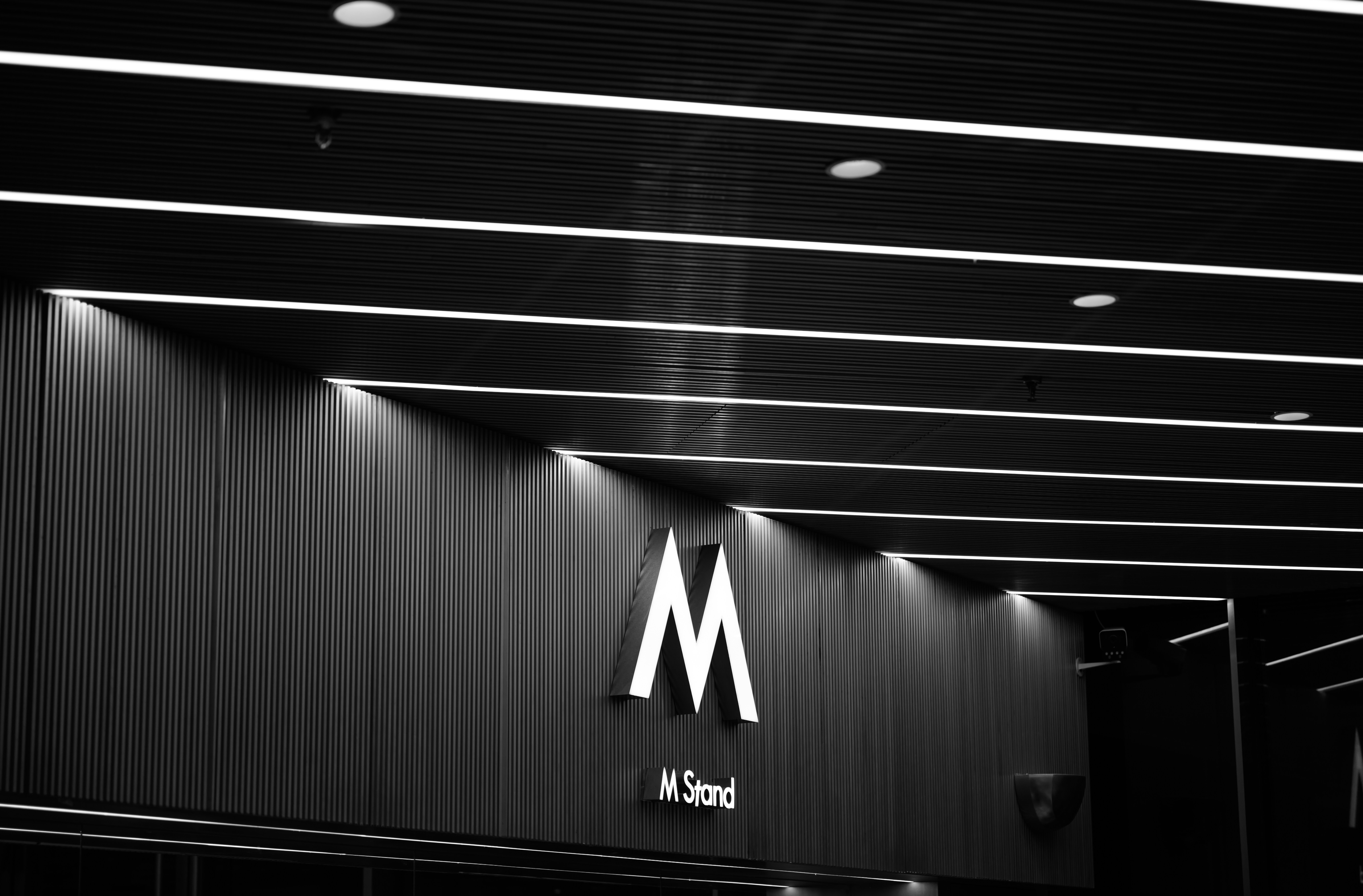 a black and white photo of the entrance to a building
