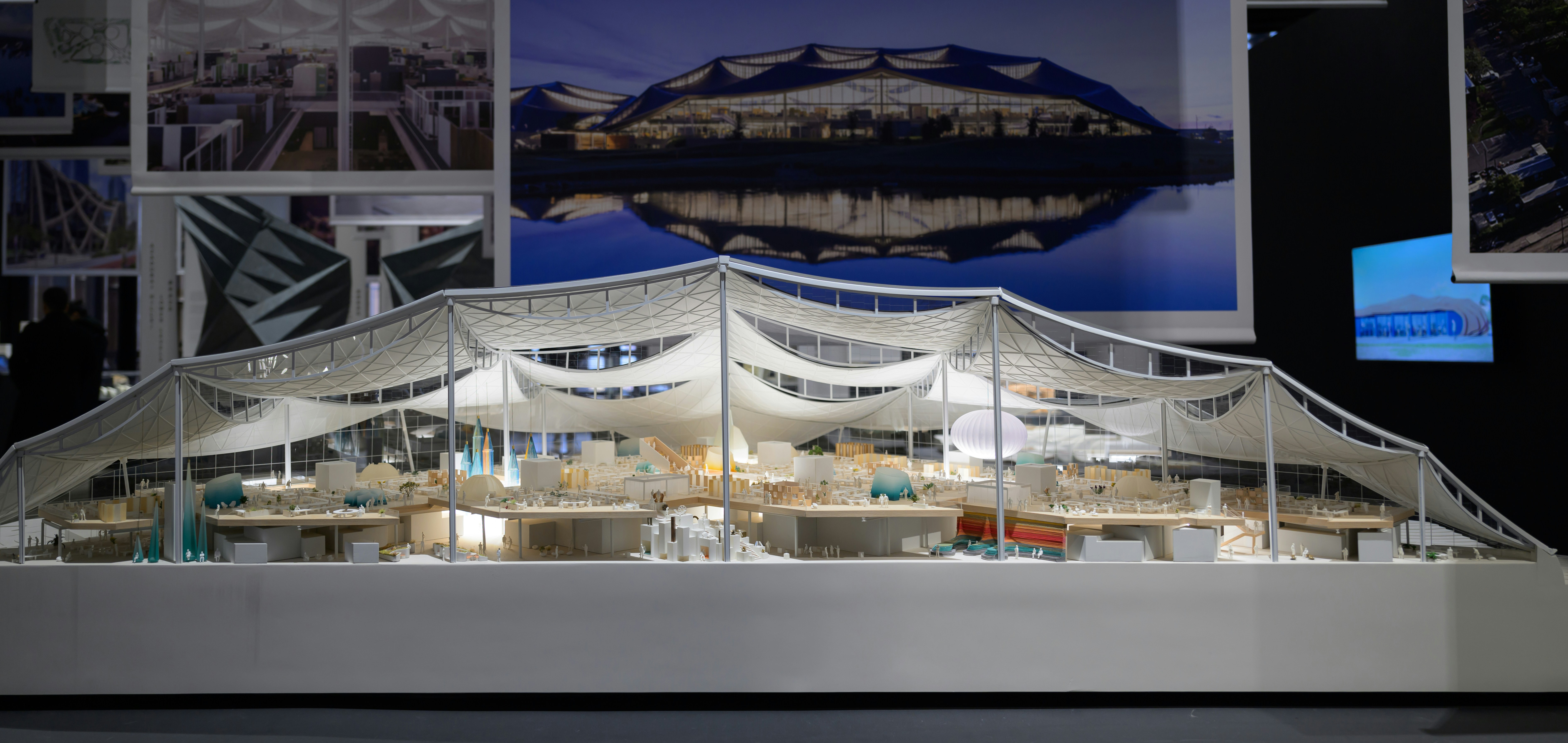 a model of a building with a lot of windows