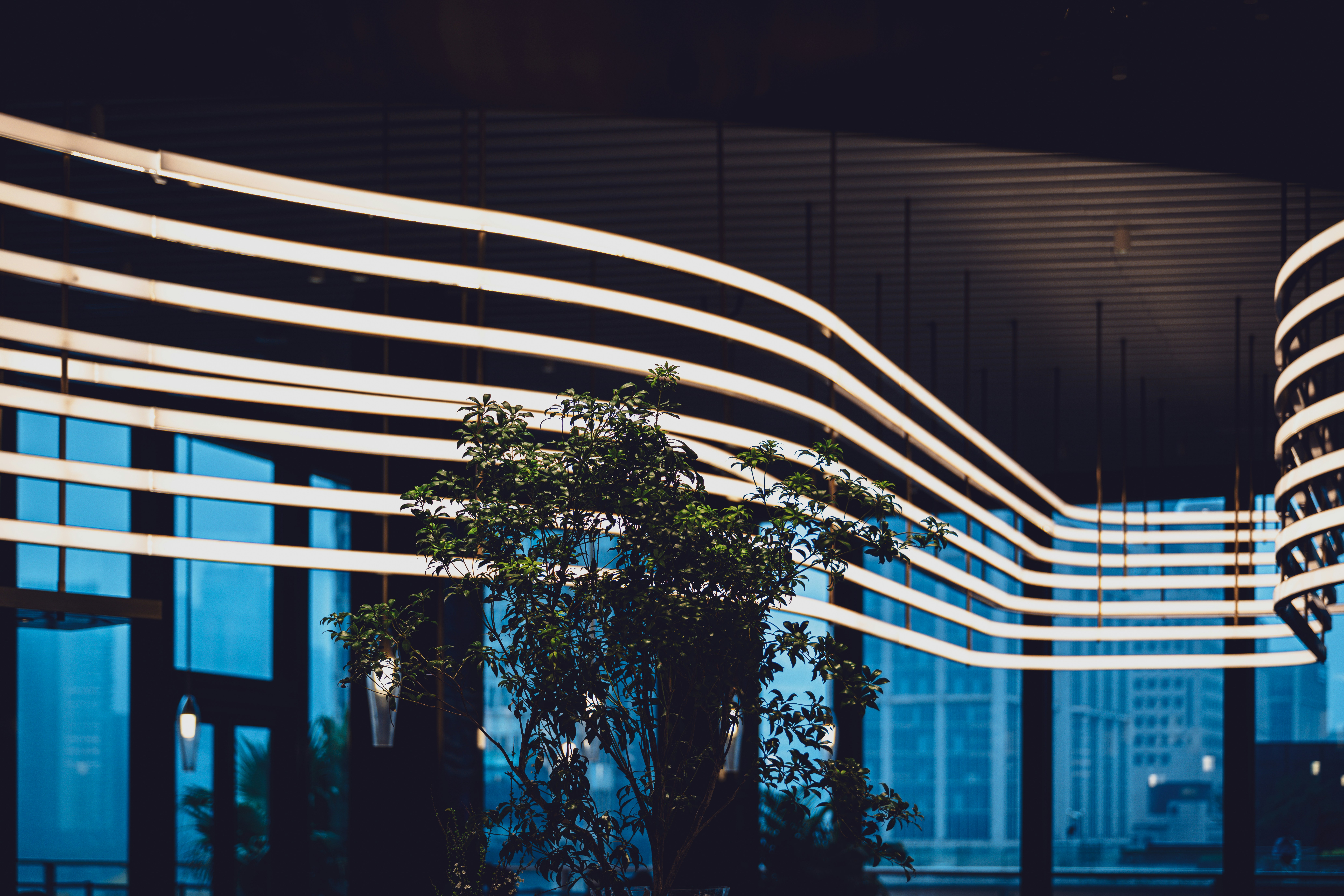 Image of futuristic LED lighting with smart technology integration