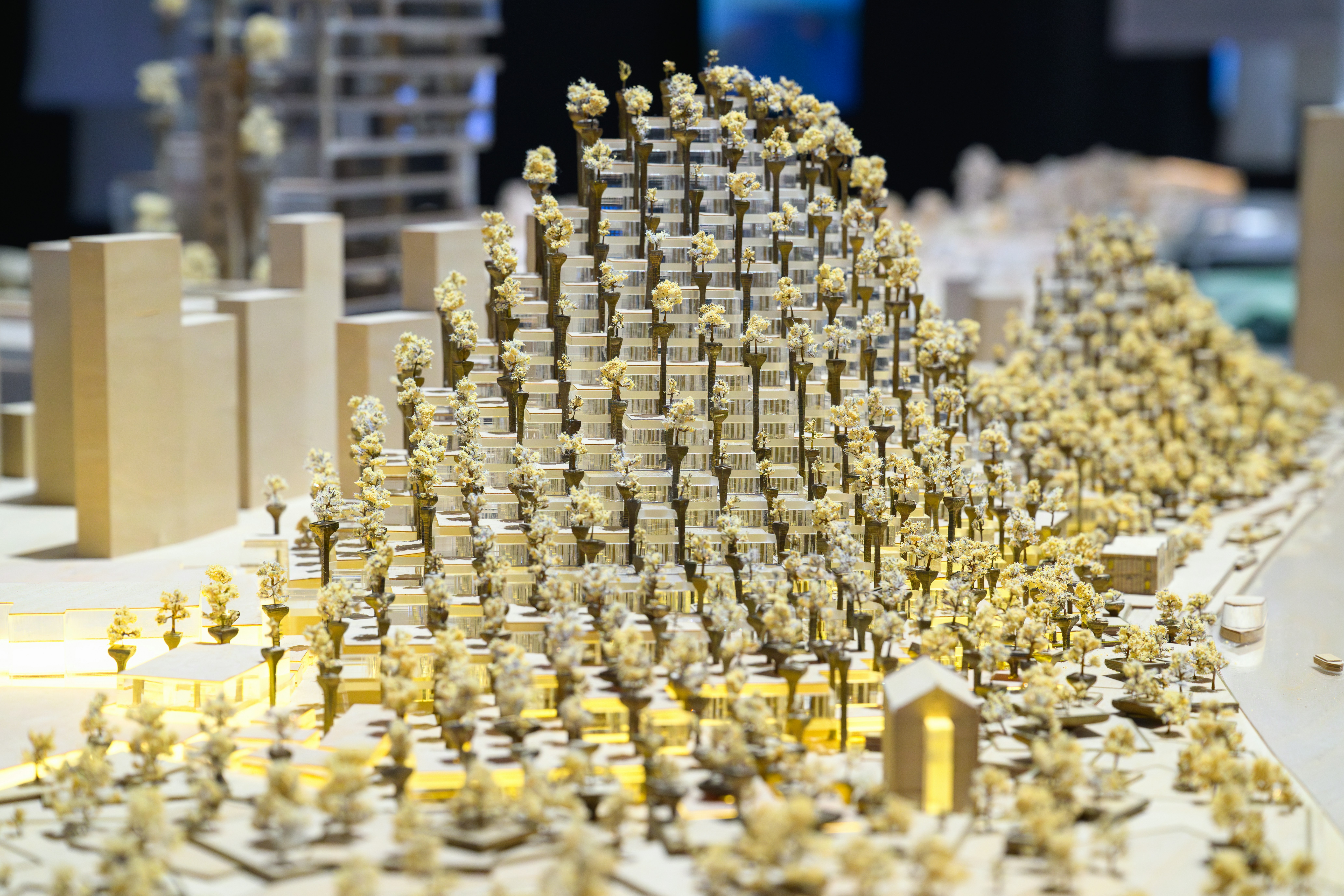 a model of a city with lots of buildings