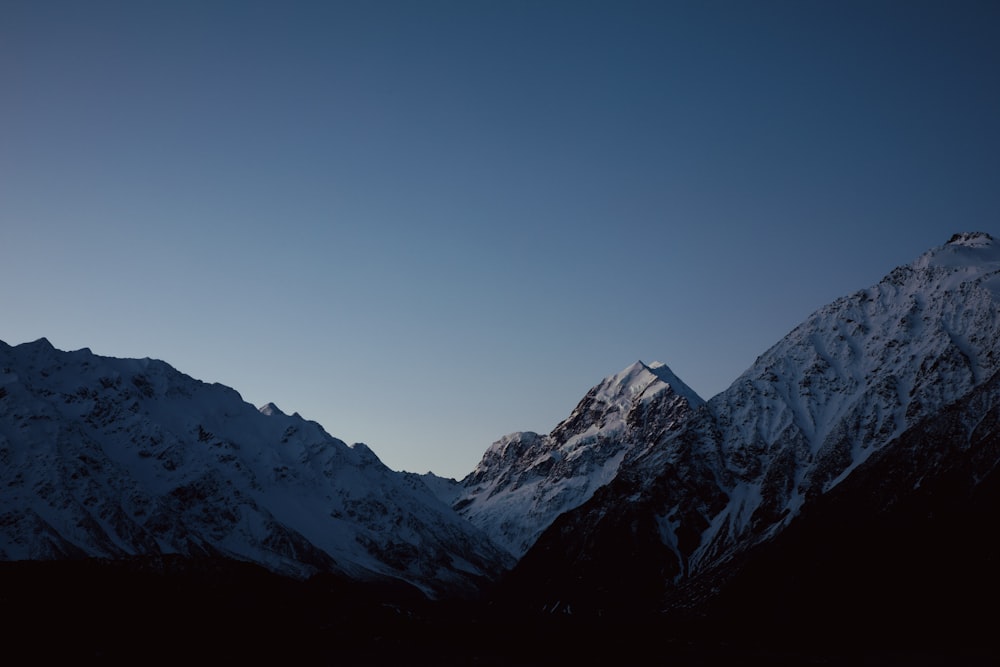 a snow covered mountain with a blue sky in the background