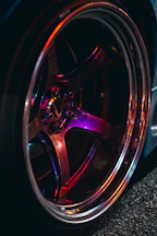 a close up of a wheel on a car