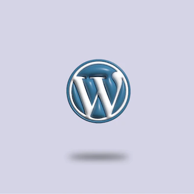 a blue and white wordpress logo