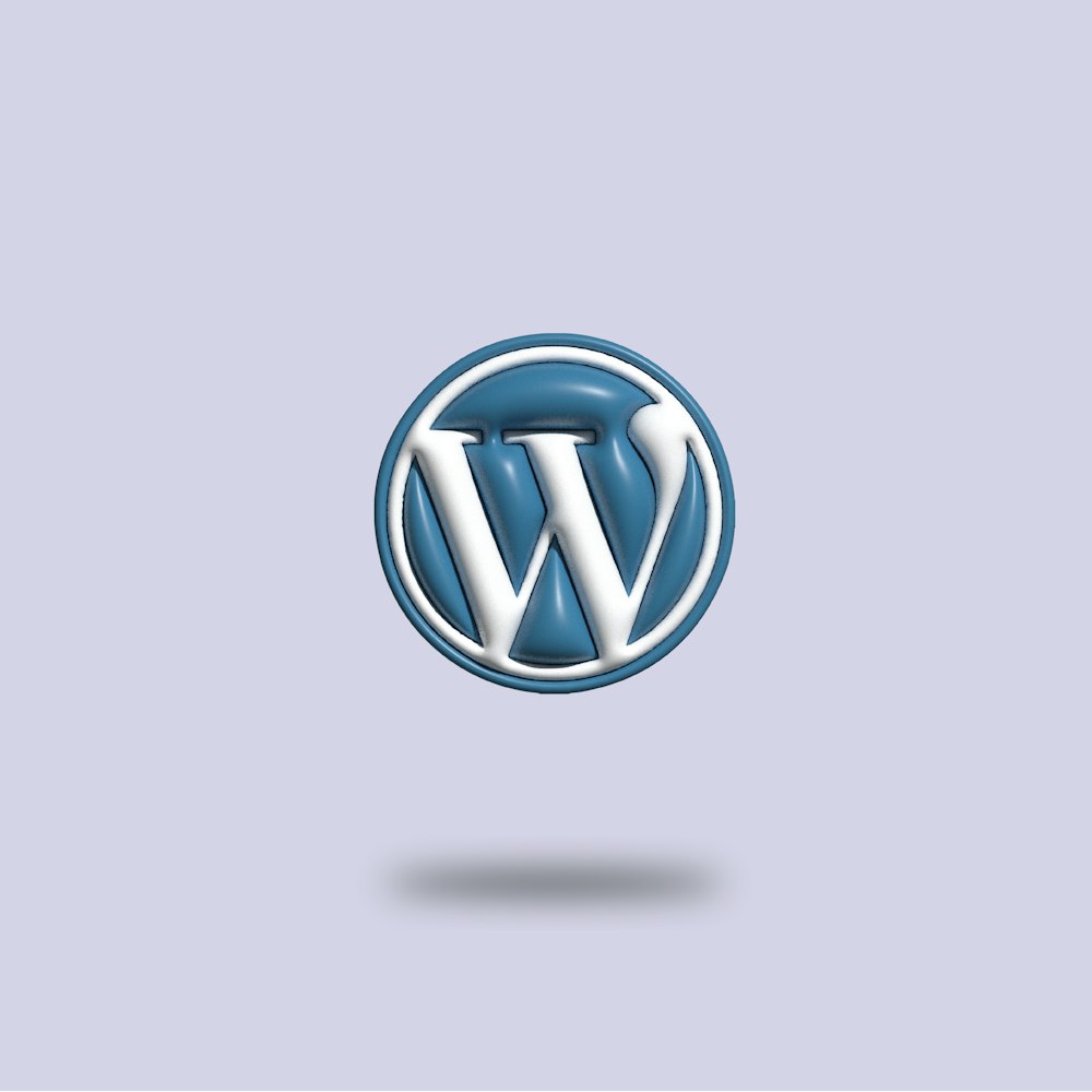 a blue and white wordpress logo