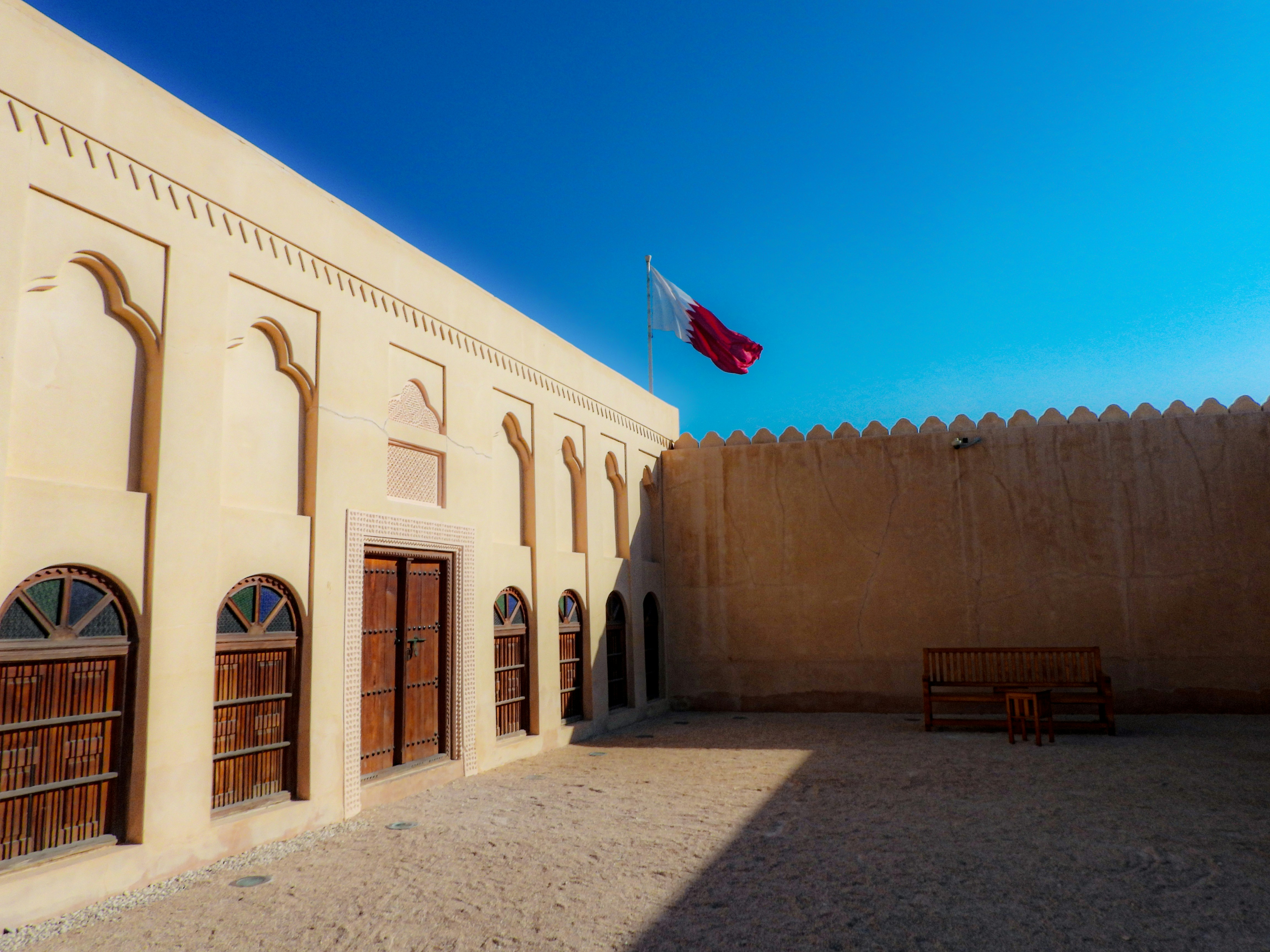 a building with a flag on top of it
