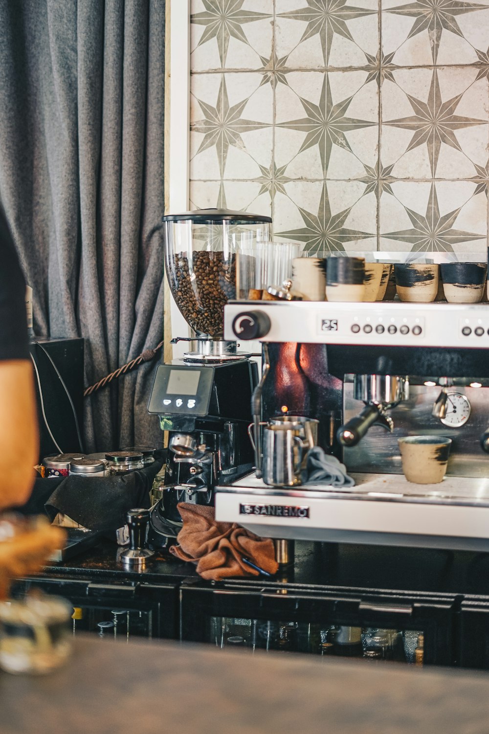 a coffee machine sitting on top of a counter